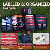 Advanced Comprehensive First Aid Kit with Well Organized Labelled Compartments Removable MOLLE System First Aid Trauma Kits for Car, Home,Camping, Office and etc.-401 Piece
