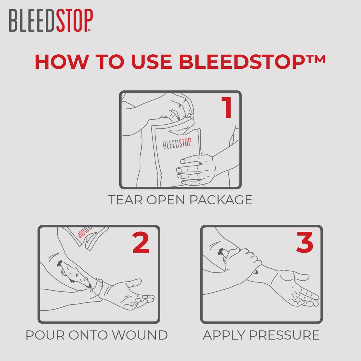 BleedStop™ First Aid Powder for Blood Clotting, Trauma Kit, Blood Thinner Patients, Camping Safety, and Survival Equipment for Moderate to Severe Bleeding Wounds or Nosebleeds - 4 (20g) Pouches