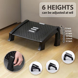 CasaZenith Foot Rest, Six Heights Adjustable Foot Rest for Under Desk at Work, Ergonomic Foot Stool for Under Office Desks, Under Desk Footrest with Foot Massage Roller, Office Leg Rest (Classics)