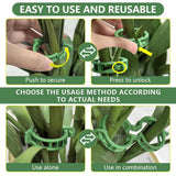 Plant Support Clips, Reusable Plant Clips for Securing Plants (50, Green)
