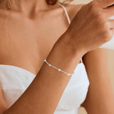 DIBOLA Silver Jewelry Set for Women Dainty Silver Layered Pearl Choker Necklaces and Earring Set Pearls Drop Earrings Pearl Bracelets Wedding Bride Jewelry