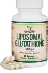 Liposomal Glutathione Supplement 500mg per Serving, 60 Capsules (Vegan Safe, Non-GMO) Max Absorption Liposomal Glutathione with Genuine Smell and Taste by Double Wood