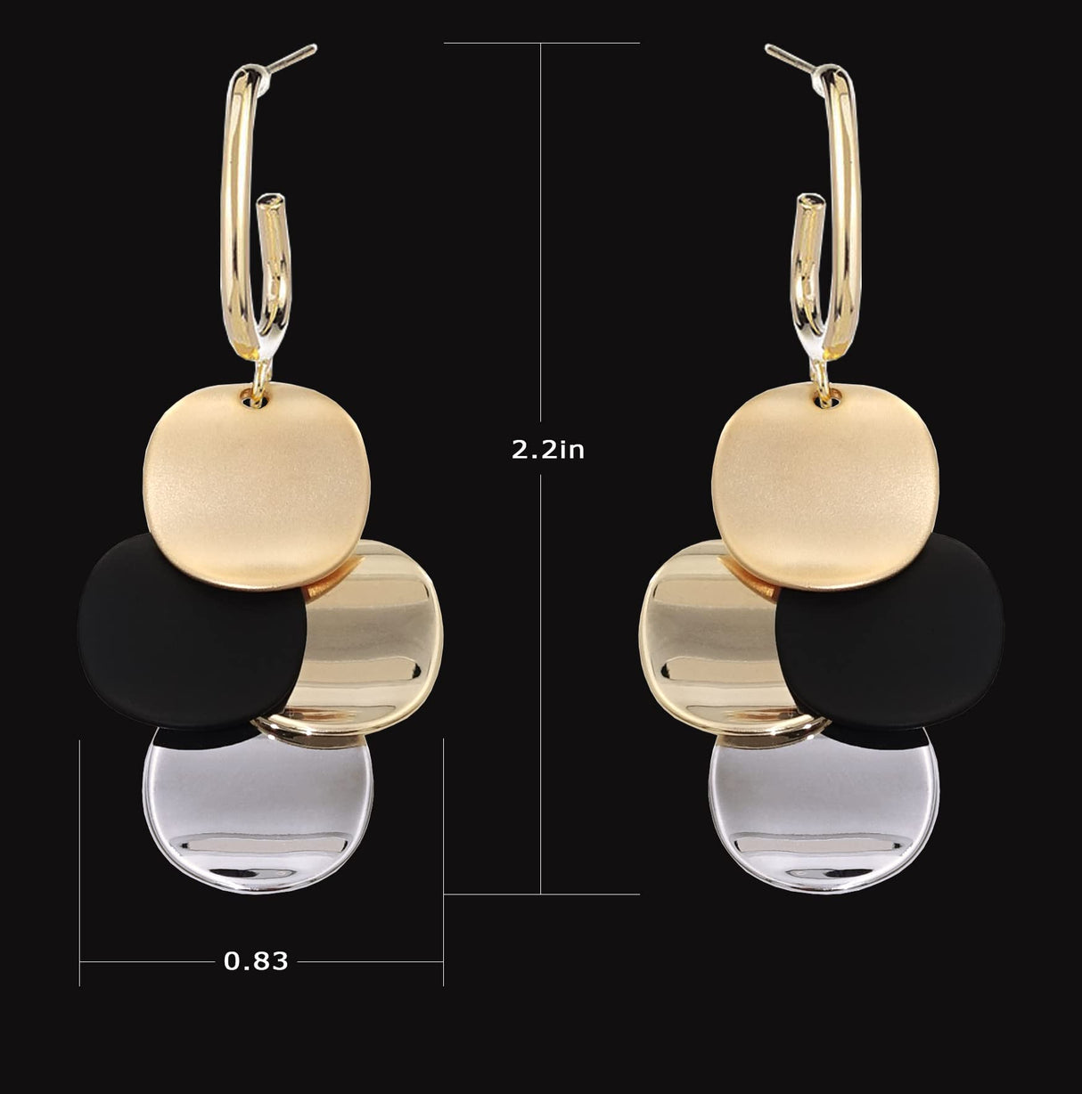 SinglinArt Black 14K Gold Plated Earrings for Women Dangle Drop Fashion Jewelry