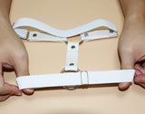 UnderYours Adjustable Elastice 2 Rows Leather Leg Harness Garter Belt Punk Gothic Thigh Ring Garter (White)