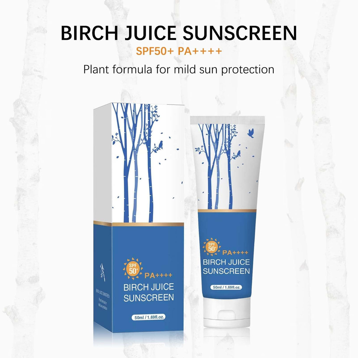 Birch Juice Moisturizing Sunscreen Mild-up Sunscreen for Face, UV LOCK 1.69 Fl Oz SPF 50 Broad Spectrum, Moisturizing Korean Skin Care, No White Cast Ocean Friendly-Reef Safe (1)