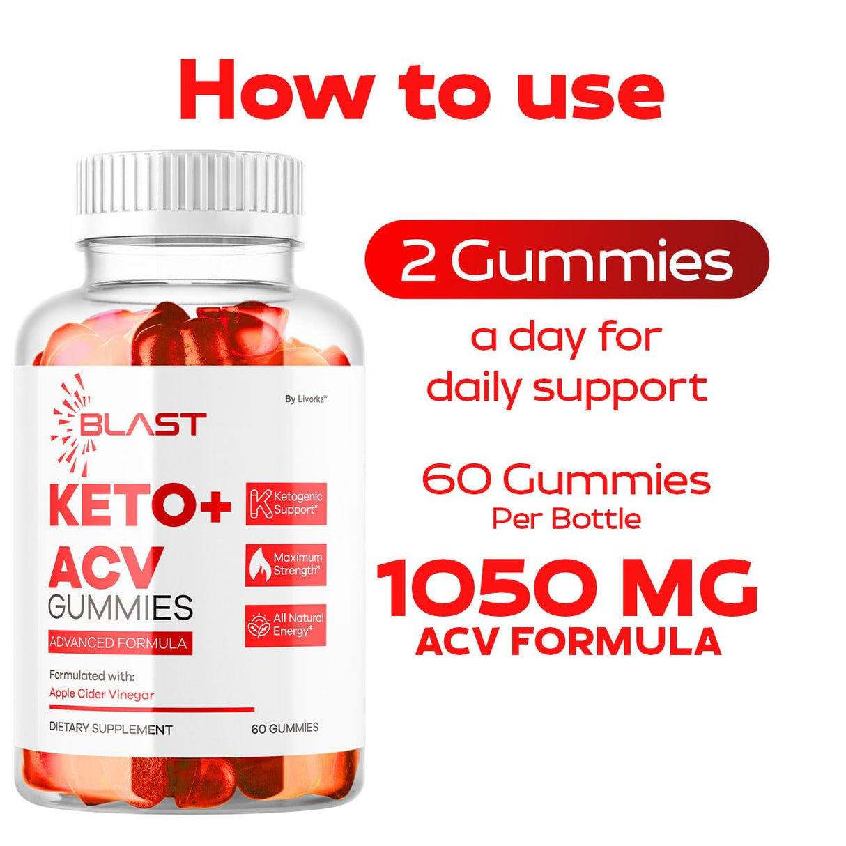 Blast Keto ACV Gummies - Official Blast Keto ACV Advanced Premium 1050MG Vitamin Gummys, Blast Keto All Natural Apple Cider Vinegar Formula, BlastKeto ACV Review, 60 Gummies for 1 Month