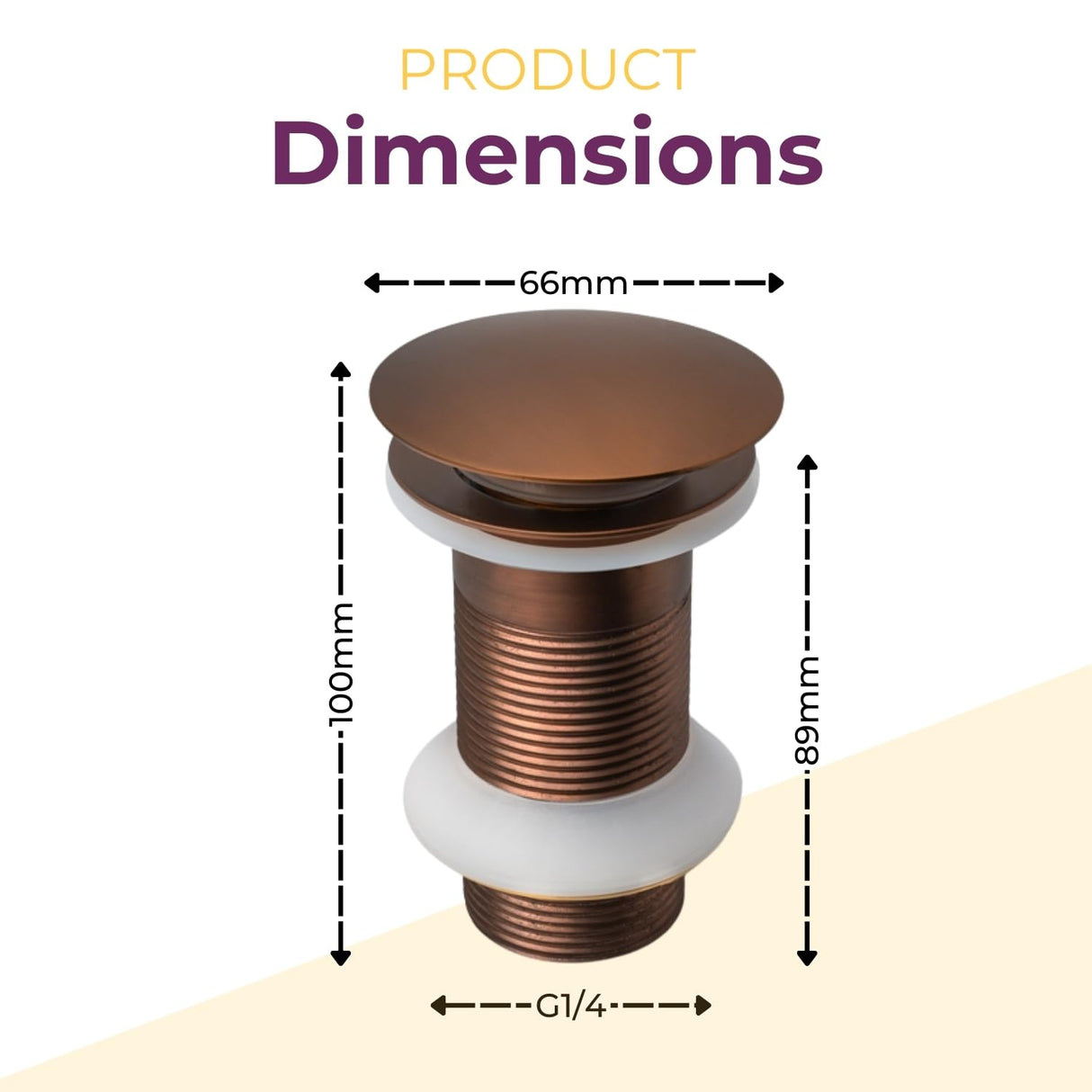 Go Bathrooms Bronze Basin Waste Unslotted Sink Plug Click Clack Mechanism Pop Up Push Down Design Bathroom Sink Plug for Basins No Overflow Solid Brass Satin Bronze