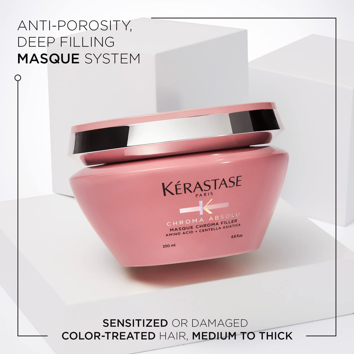 KÉRASTASE Chroma Absolute Anti-Porosity Deep-Filling Hair Mask for Damaged Color-Treated Hair, Strengthens and Hydrates with Lactic Acid, Chroma Filler, 6.8 Fl Oz