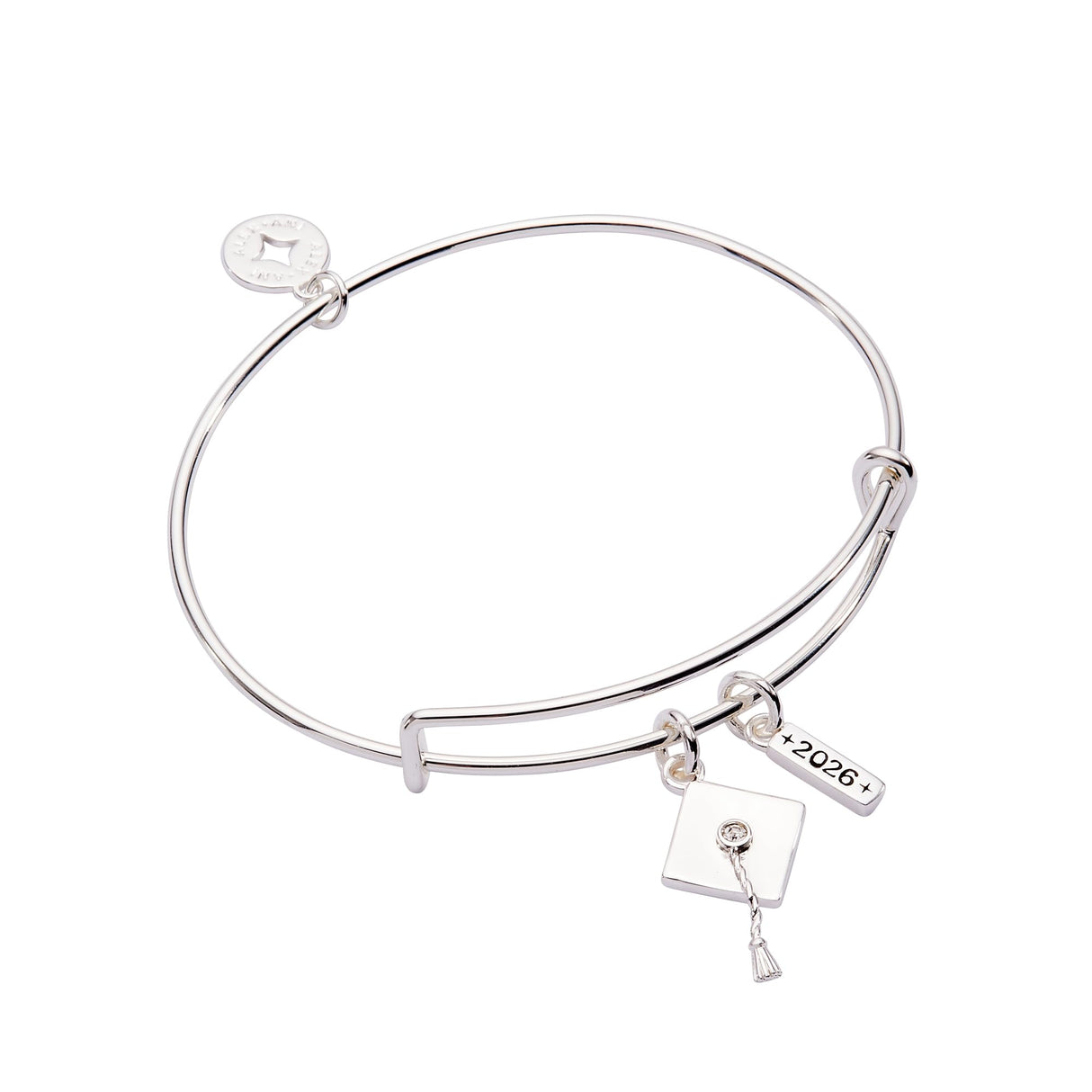 Alex and Ani Graduation 2026 Multi-Charm Bangle, Brass Shiny Silver