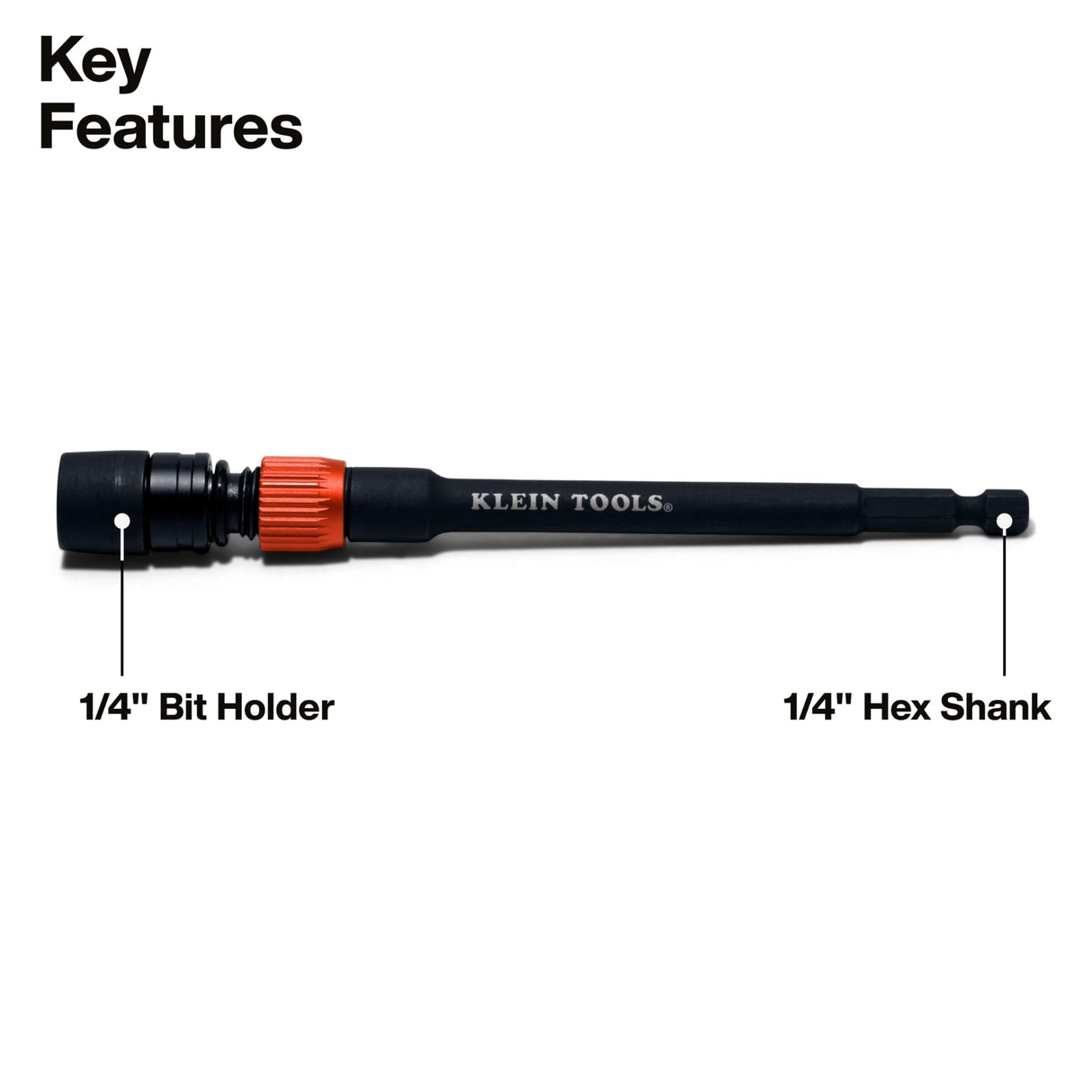 Klein Tools 80208 6 and 12-Inch Dual-Lock Extension Set, 1/4-Inch Hex Shank Impact Bit Holder, Quick-Release Locking Mechanism with Secondary Twist Lock, Compatible with Impact Drivers and Drills