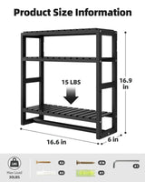 Galood Over The Toilet Storage Bathroom Shelves Wall Mounted 3 Tier Space Saver Corner Shelf Organizer Bamboo Towel Rack Toilet Paper Cabinet with Hanging Rod Black