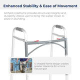 Drive Medical Deluxe 2-Button Folding Walker, Lightweight Walkers for Seniors and Adults, 350 lb. Weight Capacity, Silver
