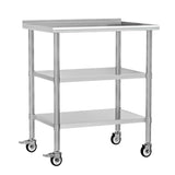 Chingoo Stainless Steel Work Table with Wheels, 24x36 Inch NSF Food Prep Table with Backsplash & 2 Adjustable Undershelves for Commercial Kitchen, Restaurant, Garage