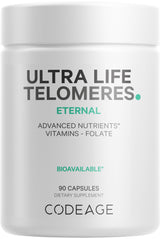 Codeage Ultra Life Telomeres Supplement - 5 MTHF Folate Vitamin B9, Vitamin B12 Methylcobalamin, Vitamin D3, L-Theanine, Ashwagandha - 3-Month Supply - DNA, Methylation Cycle - Non-GMO - 90 Capsules