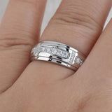 Heinlov Moissanite Mens Wedding Band 925 Sterling Silver D Color VVS1 Sz 11