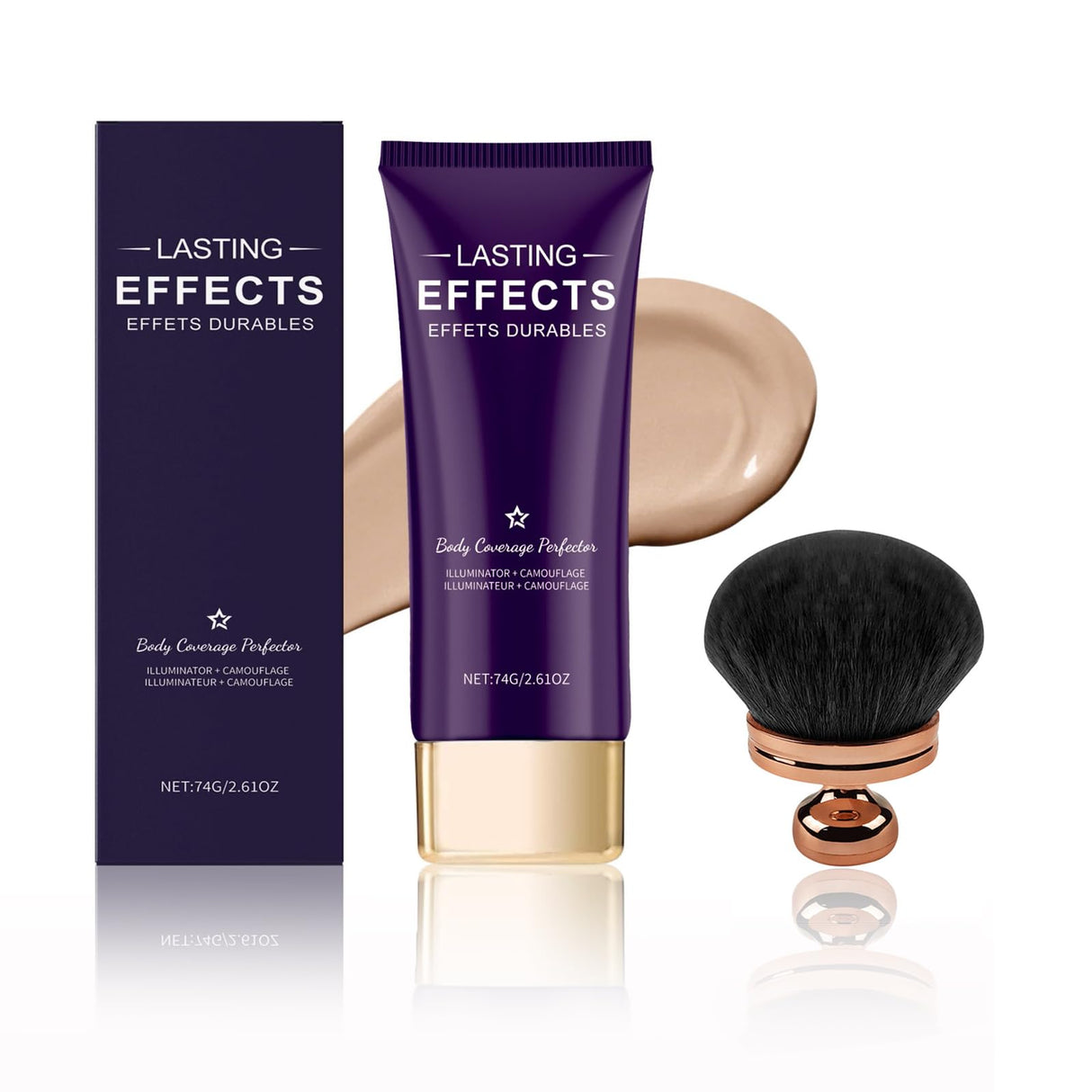 Body Coverage Perfector with Brush | Waterproof & Transfer-Resistant Body Makeup, Long-Lasting Tattoo Cover Up Cream for Legs & Body, Full Coverage Cream Foundation (Natural color)