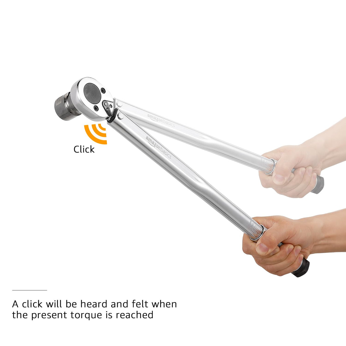 Amazon Basics 1/2-inch Drive Click Torque Wrench, 20-150 foot-lb, 27.1-203.5 Nm, Sturdy Construction with Storage Case