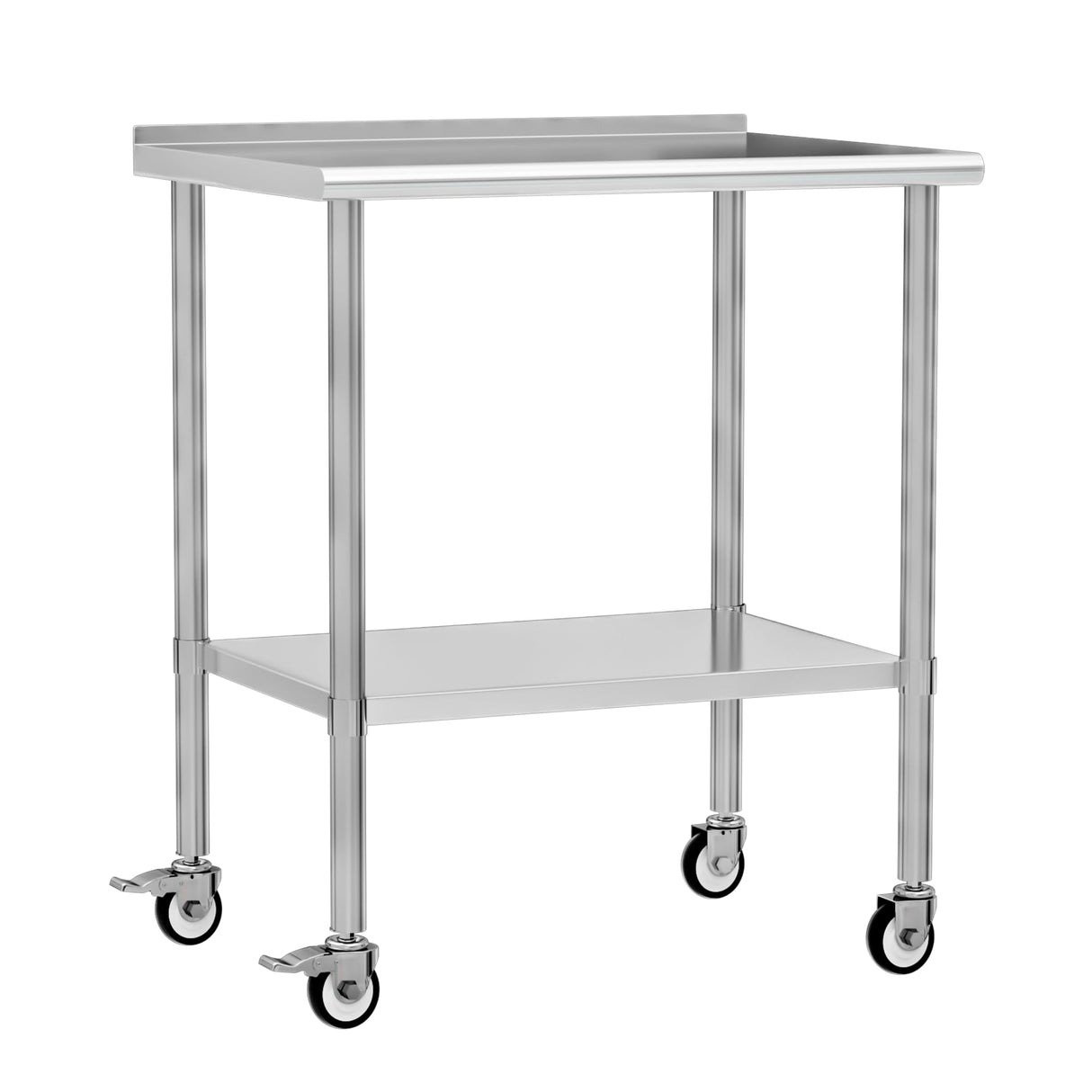 Chingoo Stainless Steel Work Table with Wheels, 24x36 Inch NSF Food Prep Table with Backsplash & Adjustable Undershelves for Commercial Kitchen, Restaurant, Garage