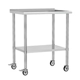 Chingoo Stainless Steel Work Table with Wheels, 24x36 Inch NSF Food Prep Table with Backsplash & Adjustable Undershelves for Commercial Kitchen, Restaurant, Garage