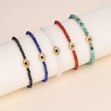 COAI Red Carnelian Bracelet for Women, Crystal Beads Dainty Evil Eye Bracelet for Women 4mm