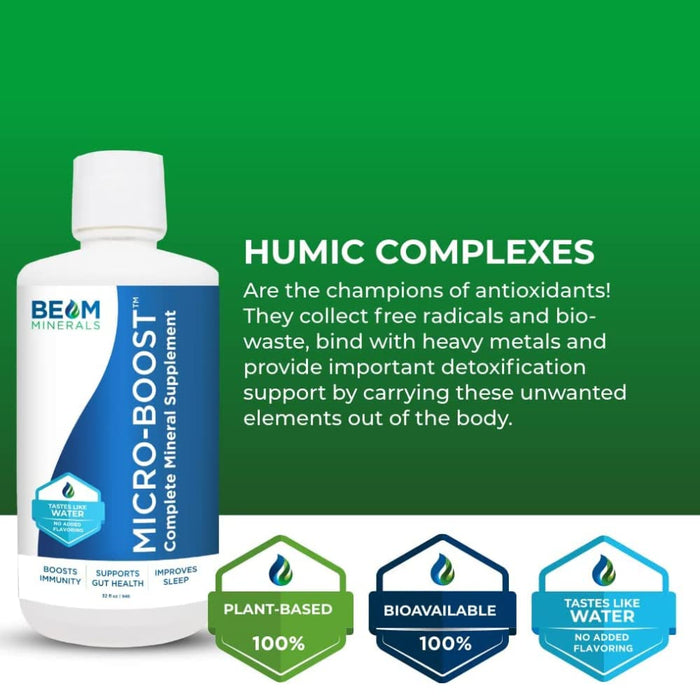 BEAM Minerals Micro-BOOST Humic Mineral Blend | Plant-Based Multi Minerals Supplement & Electrolytes Liquid | Micronutrients Supplements | Deficiency Support | Pure Natural Antioxidant | Keto Friendly