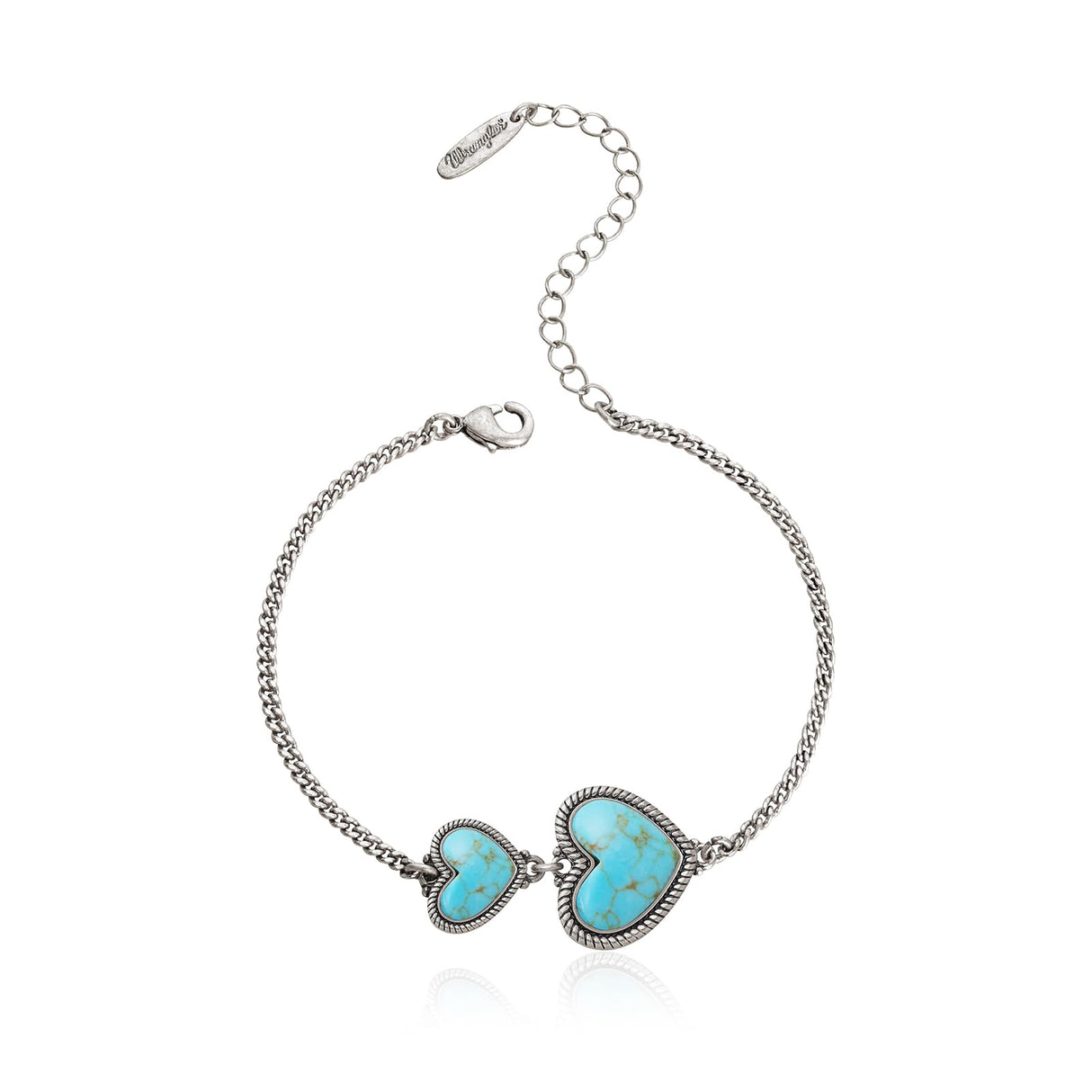 Wrangler Heart Charms Link Bracelet, 14K Gold Turquoise Jewelry for Women