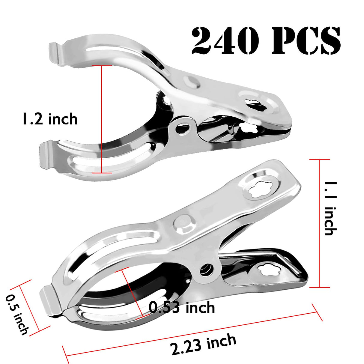 BESTEEL Upgraded 240 PCS Garden Clips, Greenhouse Clamps 100% Stainless Steel Heavy Duty Greenhuose Clips for Netting - Strong Grip to Hold Down Shade Cloth or Plant Cover on Garden Greenhouse Hoops