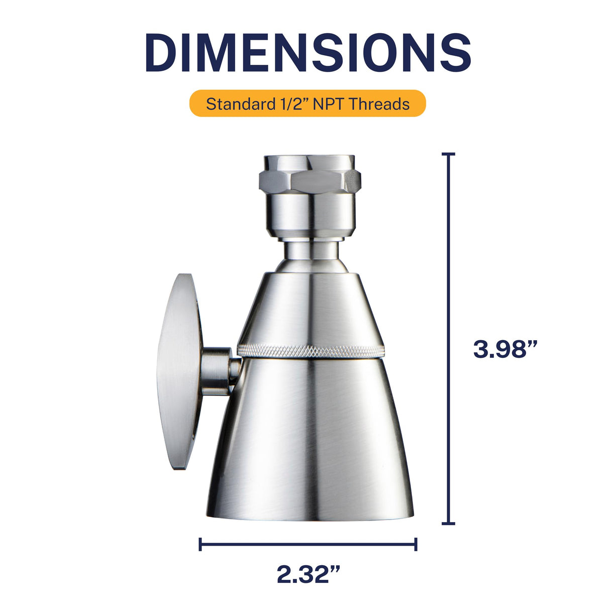 HammerHead Showers® Solid Metal 2 Inch High Pressure Shower Heads - BRUSHED NICKEL – 2.5 GPM Shower Heads High Pressure - High Flow Shower Head with ADJUSTABLE SPRAY PATTERN - Fixed Shower Head