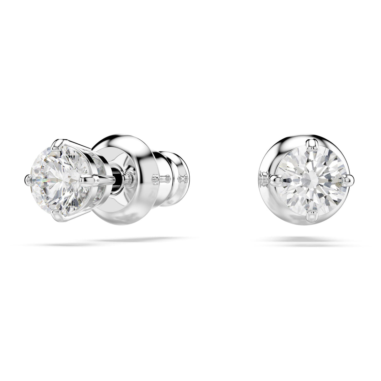 SWAROVSKI Attract Pierced Stud Earrings, Round-Cut Clear Crystals on Rhodium Finish Setting, Part of the Swarovski Attract Collection