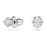 SWAROVSKI Attract Pierced Stud Earrings, Round-Cut Clear Crystals on Rhodium Finish Setting, Part of the Swarovski Attract Collection