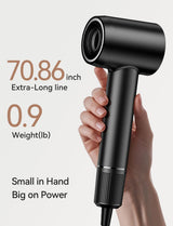 Hair Dryer,150000 RPM High-Speed Blow Dryer 500 Millions Negative Ionic Care Hair Dryer for Fast Drying, 51dB Low Noise Thermo-Control Hairdryer with Magnetic Diffuser & Nozzle for Children,Women,Men