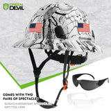 GREEN DEVIL Full Brim Hard Hat Vented Construction Safety Helmet OSHA Approved Cascos De Construccion Work Hardhat for Men&Women 6 Point Adjustable Ratchet Suspension Custom Pattern Design