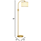 Nintiue Upgraded Modern Arc Dimmable Tall Standing Floor Lamp with Linen Shade, 1200 Lumens LED Bulb Included, for Living & Reading Room, Bedroom, Office & Nursery, Gold