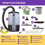 ProTeam Backpack Vacuums, ProVac FS 6 Commercial Backpack Vacuum with HEPA Media Filtration and Restaurant Tool Kit, 6 Quart, Corded