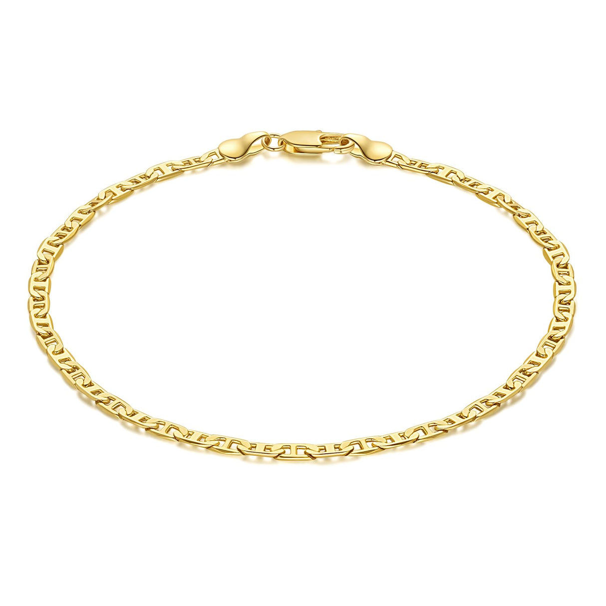 CISSIEPERAL Ankle Bracelets 14K Gold Anklets for Women Waterproof 3.4mm Mariner Chain Anklets for Women Women’s Ankle Bracelet Anchor Chain 9’’ 10’’ 11’’(Length 10 Inches)