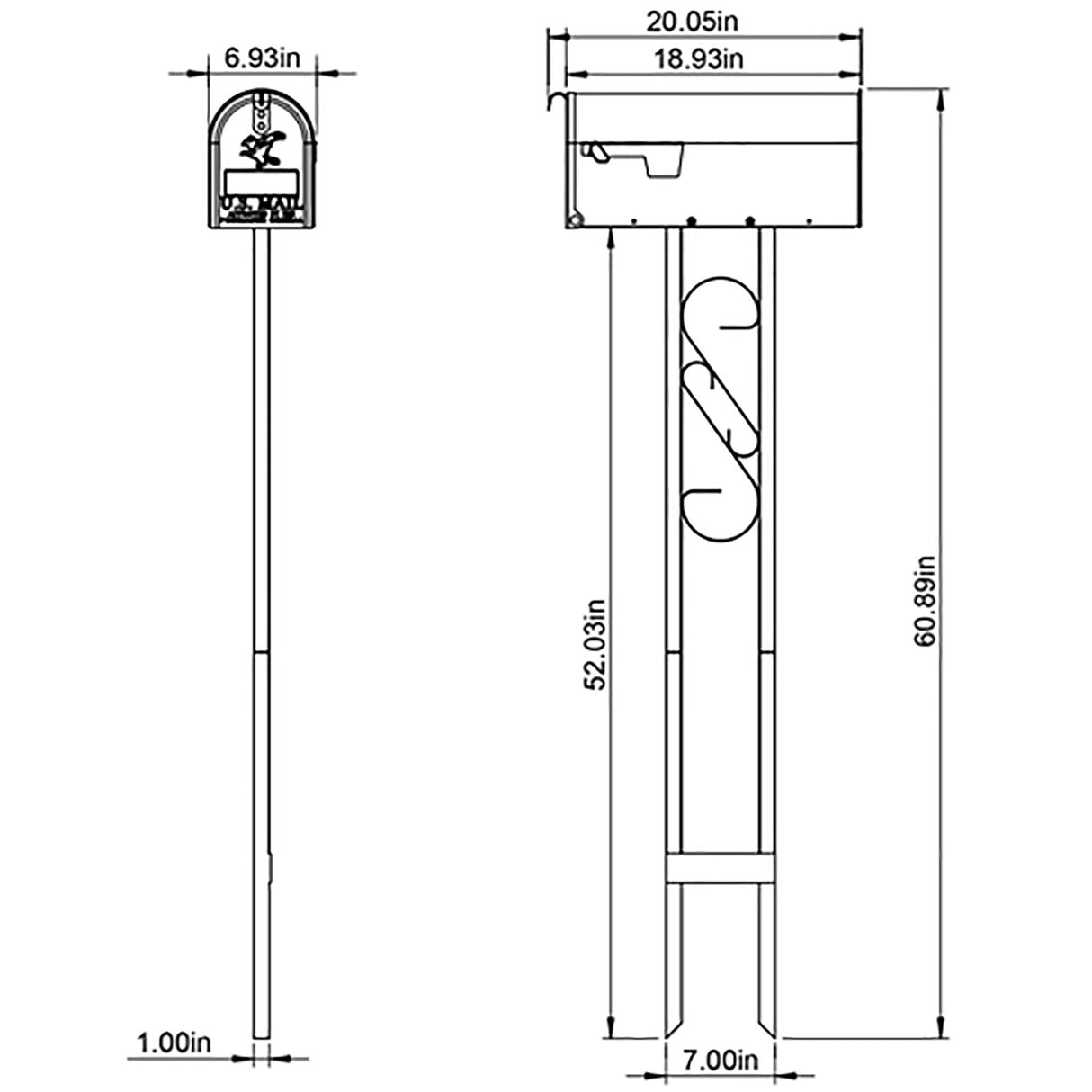 Architectural Mailboxes Mailbox-to-Go Weather-Resistant Steel Metal Mail Box for Outside with Post, Black, Medium Curbside Mailbox, USPS Approved for Residential Delivery