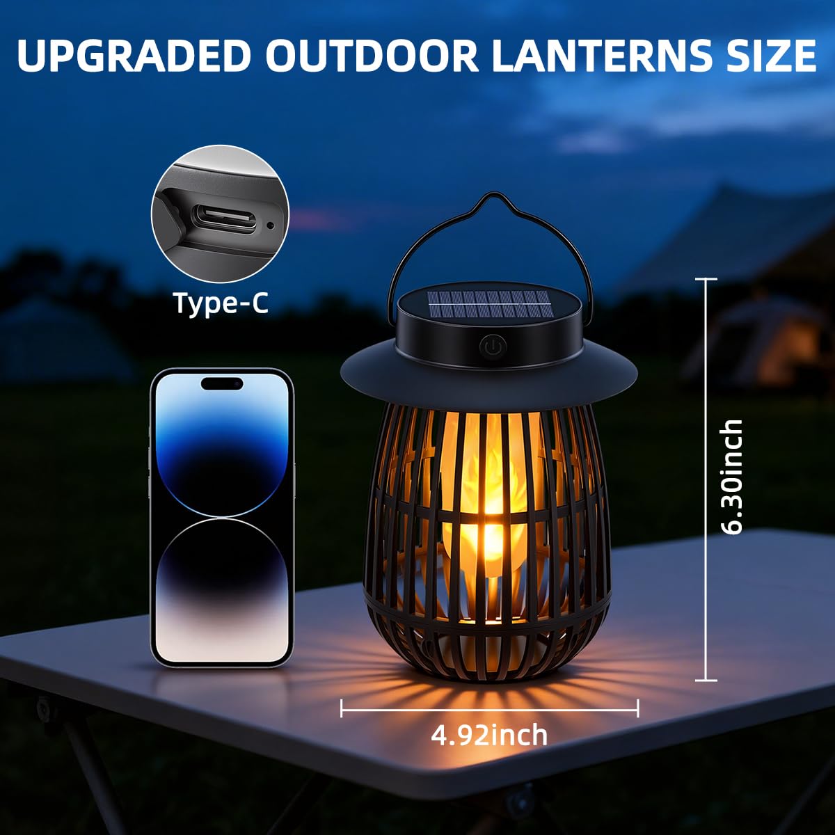 KYEKIO 4Pack Gen2 Flame Solar Lanterns Outdoor Waterproof, Solar Hanging Lantern Decorative, Flickering Flame Outdoor Lanterns Solar Powered, Lights for Yard Patio Garden Decor as Mothers Day Gifts