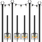 AILBTON 10Ft String Light Poles 4 Pack,Light Poles for Outside Lights,Outdoor with Fence Brackets Hanging Lights,Metal Stand Deck Patio Backyard