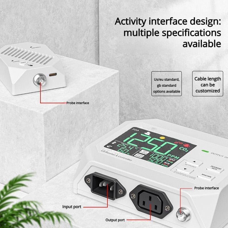 YFYIQI Digital CO2 Controller Wall Mount CO2 Monitor with CO2 Measurement Range 0-9999ppm CO2 Repeatability 10ppm CO2 Display Resolution 1ppm Two Mode Charactor Mode Plant Mode
