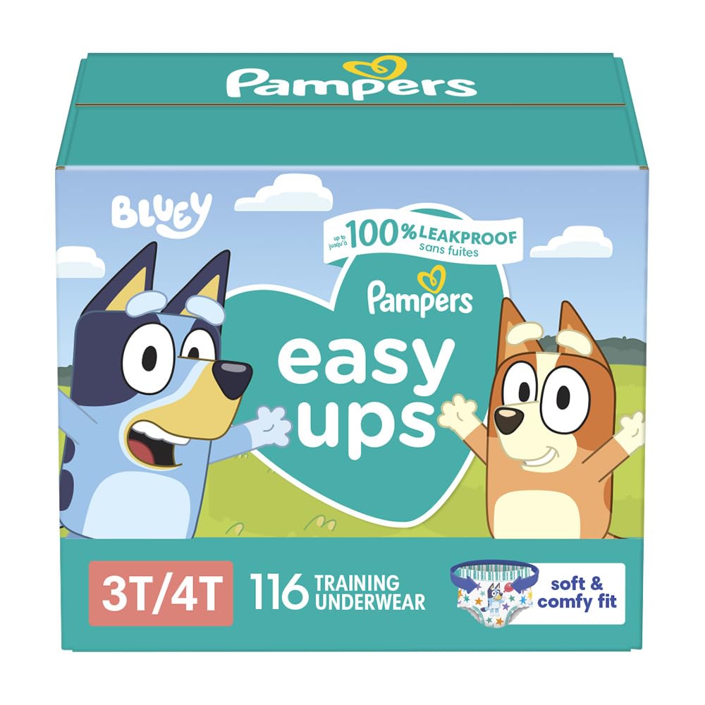 Pampers Training Pants - Easy Ups Boys & Girls Bluey - Size 2T-3T, 140 Count, Children's Potty Underwear (Packaging May Vary)