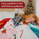 Christmas Sherpa Blanket Throw Size - Reversible Sherpa Fleece Blanket - Super Soft Double Sided Throw for Bed, Sofa, Couch - Thick, Warm, Cozy & Plush - Xmas Winter Bedding - Christmas Tartan, 50x60