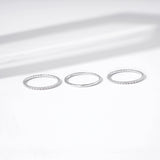 Amazon Essentials Rhodium Plated Sterling Silver Stacking Ring Set of 3 Size 8, Silver
