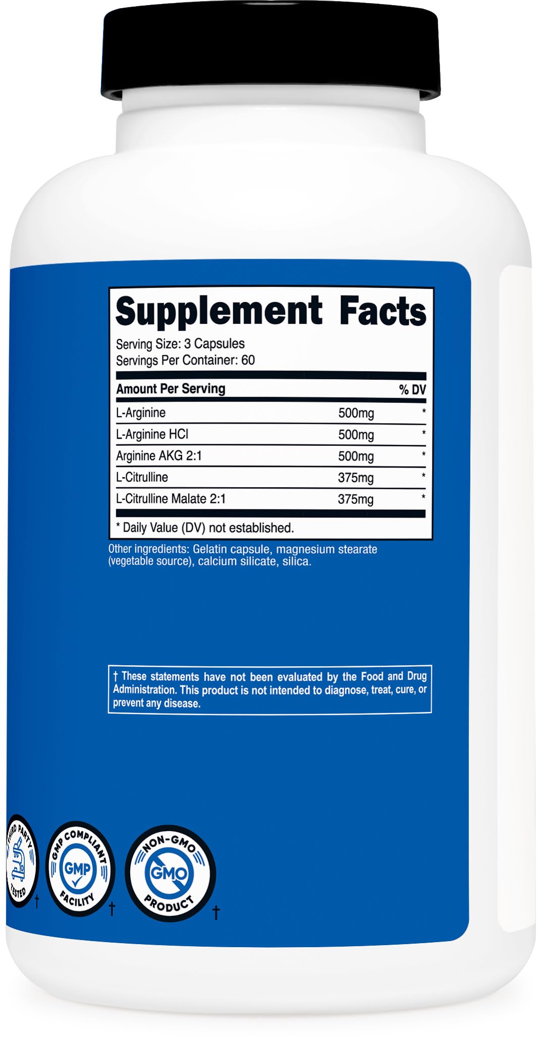 Nutricost Nitric Oxide Booster 2250mg, 180 Capsules - 750mg Per Casule, 60 Servings - Gluten Free and Non-GMO