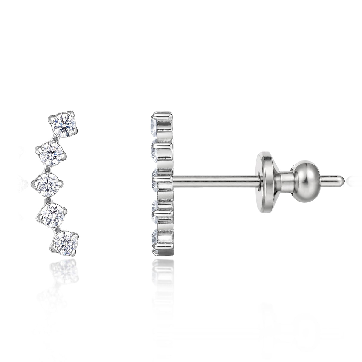 Limerencia Hypoallergenic Titanium Stud Earrings with Sparkling CZ, Silver