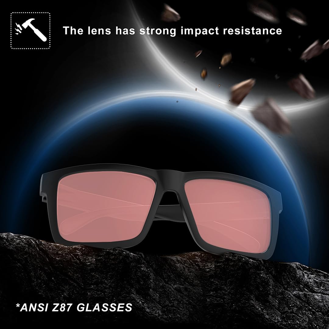 MAXJULI XXL FL-41 Rose Blue Light Blocking Glasses for Photophobia Light Sensitivity,for Computer Gaming, Screen Fatigue & UV Protection 8228 (Black/FL-41 Rose)