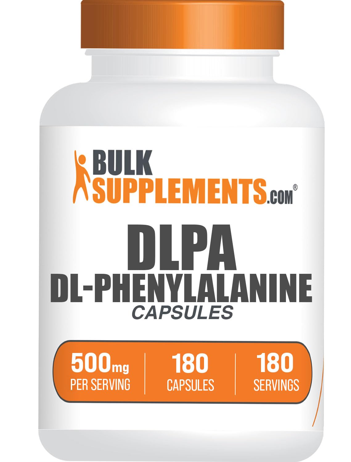 BulkSupplements.com DL-Phenylalanine Capsules - DLPA Capsules, DL-Phenylalanine 500mg - DLPA Supplements, Amino Acid Supplement - Gluten Free, 1 Capsule per Serving, 180 Capsules