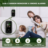 Smoke and Carbon Monoxide Detectors Plug in Wall, Portable Carbon Monoxide Alarm, 4-in-1 CO Detector Smoke Alarm Humidity & Temp Meter, HD Screen, CO Gas Monitor for Home Travel Camping RV (Black)