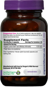 Oregon's Wild Harvest, Certified Organic Lemon Balm, Herbal Supplement Vegan Supplement, 1125 MGS, 90 Count…