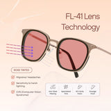 BRADDELL FL-41 Photochromic Rose Migraine Light Sensitivity Glasses for Fluorescent LED Glare & Concussion