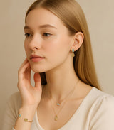 OZEL - Layered Gold Necklaces for Women - Crystal Colorful Delicate Cutting Pendant Necklace - 18K Gold Plated - Birthday Gifts (1M1234-2_green opal)
